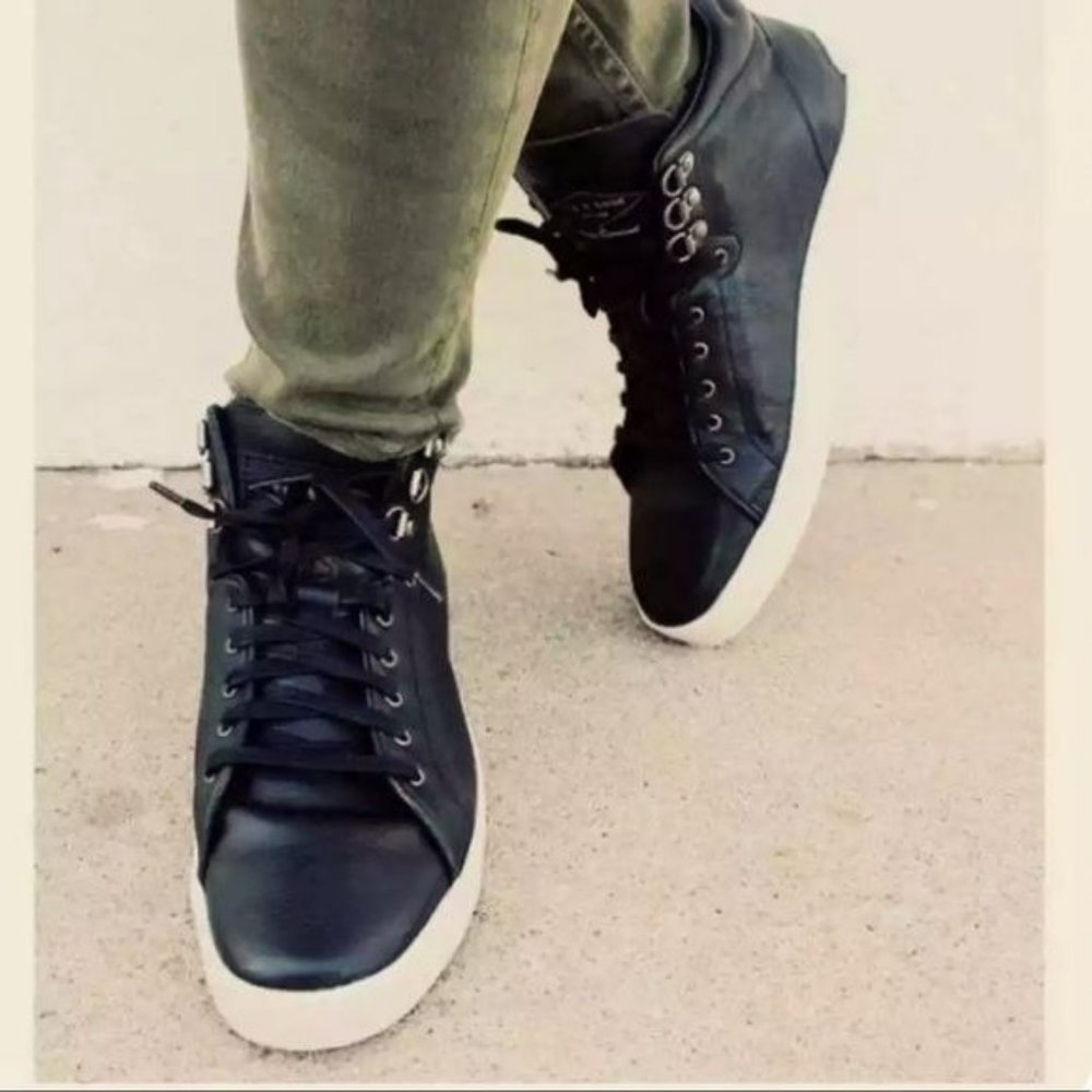 rag and bone black leather lace up sneakers 37 1/2